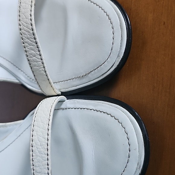 Tod's White Pebble Leather Open Toe Slide Heel Mule Sandals Size 8.5 - Picture 8 of 10